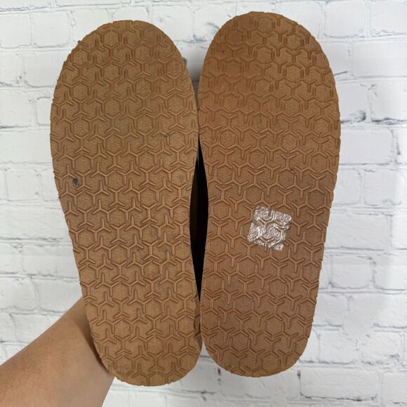 Suede Platform Mule Slippers Women Size 10 Tan Suede Shearling Faux Fur Lined - Picture 9 of 10